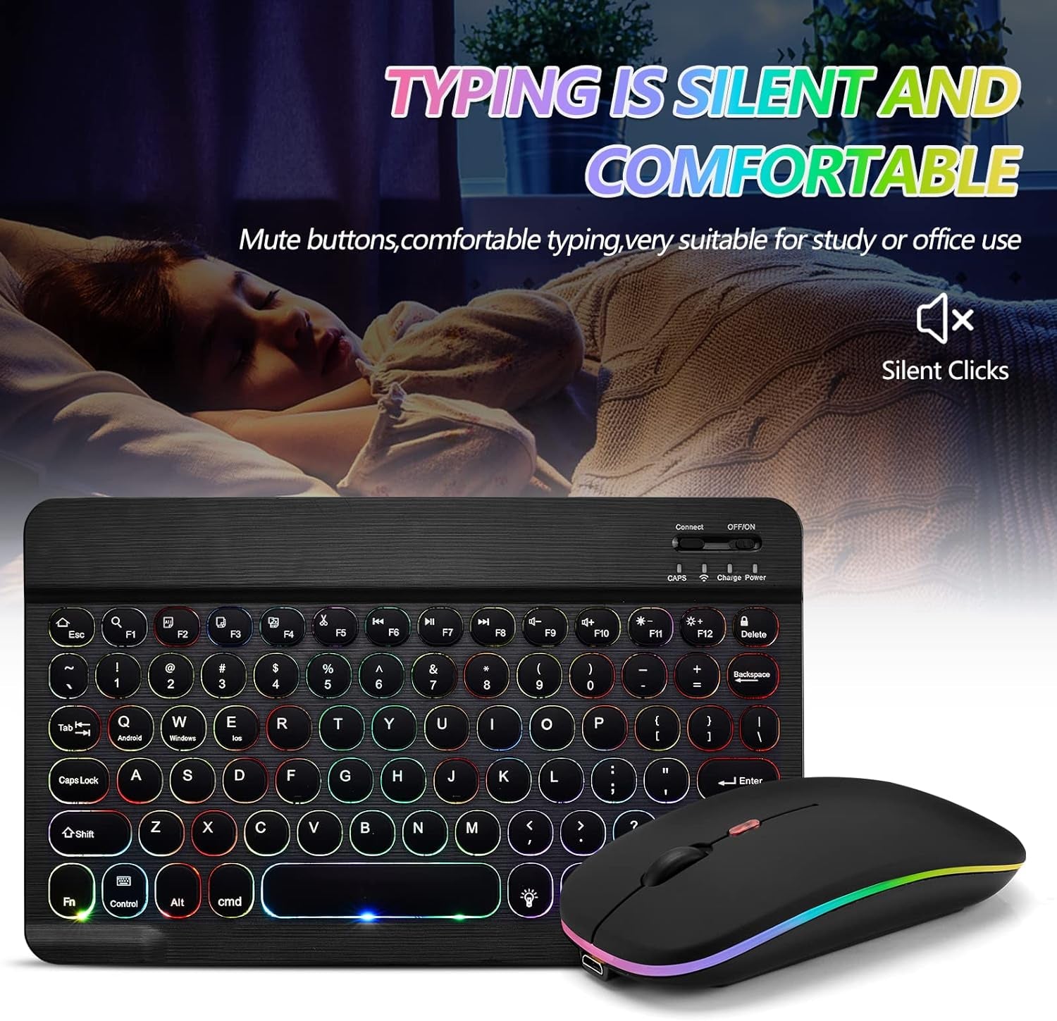 Bluetooth Keyboard and Mouse Combo for Ipad - Rechargeable Wireless Keyboard.