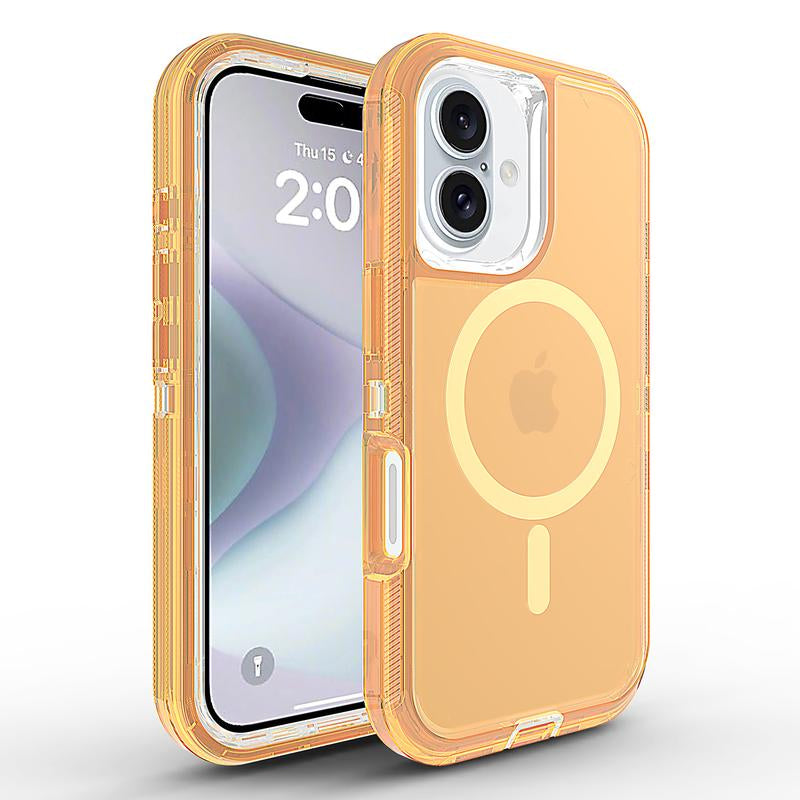 3 Layer Case for Iphone 17 Pro Max 17 Air 16 15 14 13 Pro Max, Magnetic Magsafe Defender Case, Hybrid Heavy Duty Shockproof Case, Transparent Clear Cover