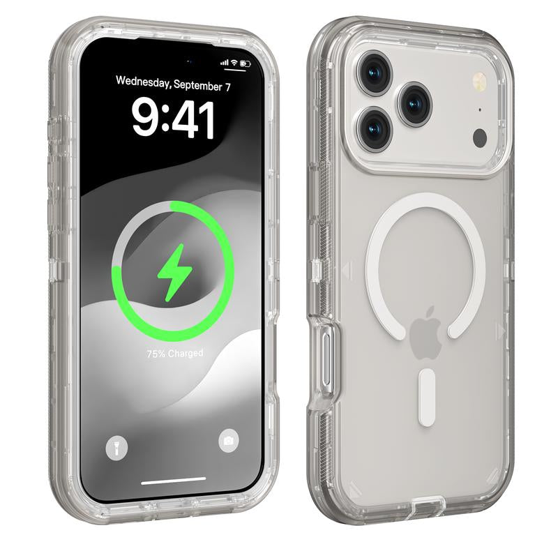 3 Layer Case for Iphone 17 Pro Max 17 Air 16 15 14 13 Pro Max, Magnetic Magsafe Defender Case, Hybrid Heavy Duty Shockproof Case, Transparent Clear Cover