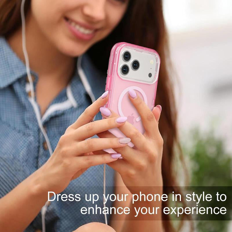 3 Layer Case for Iphone 17 Pro Max 17 Air 16 15 14 13 Pro Max, Magnetic Magsafe Defender Case, Hybrid Heavy Duty Shockproof Case, Transparent Clear Cover