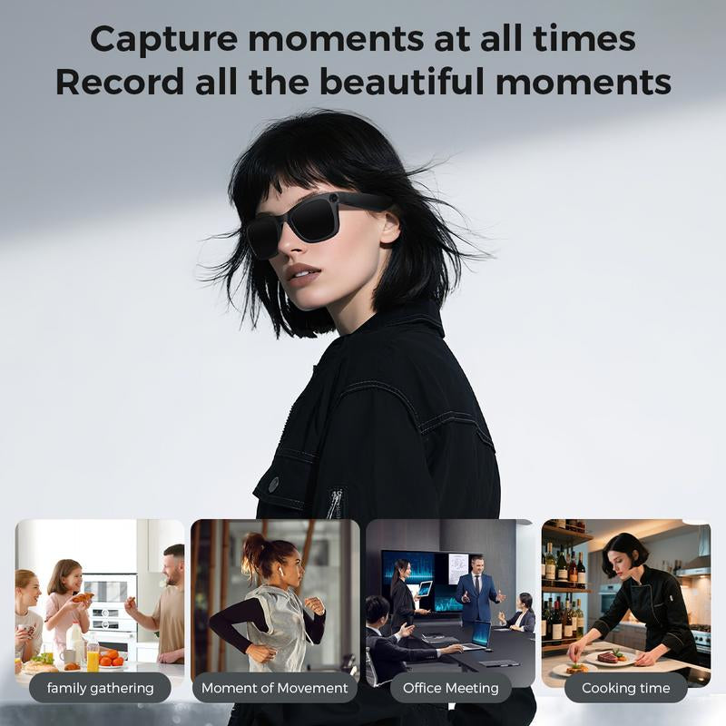 AI Smart Glasses with 800W Sony Camera | Openai Recognition, 1080P Anti-Shake Video, Real-Time Translation & Long Battery Life